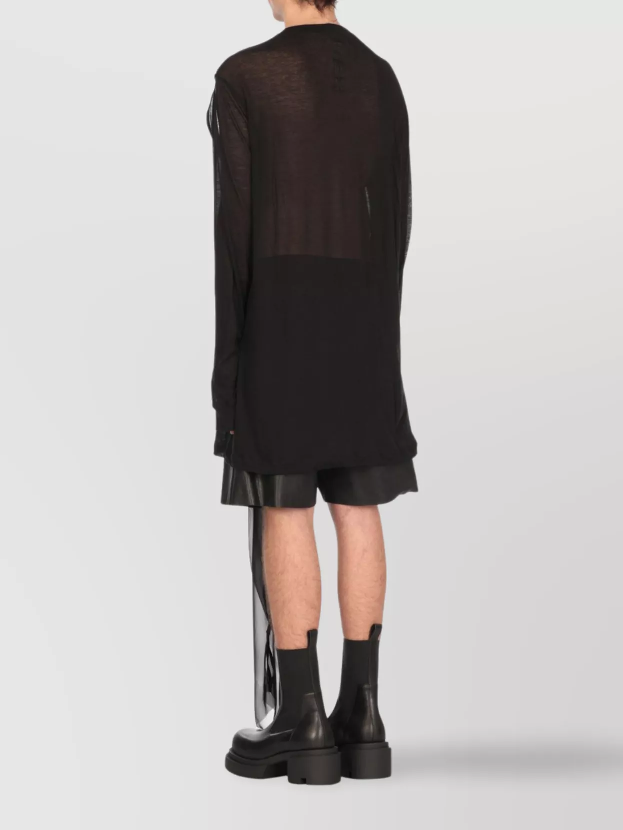 Rick Owens Draped Crewneck T-Shirt Asymmetrical Hem