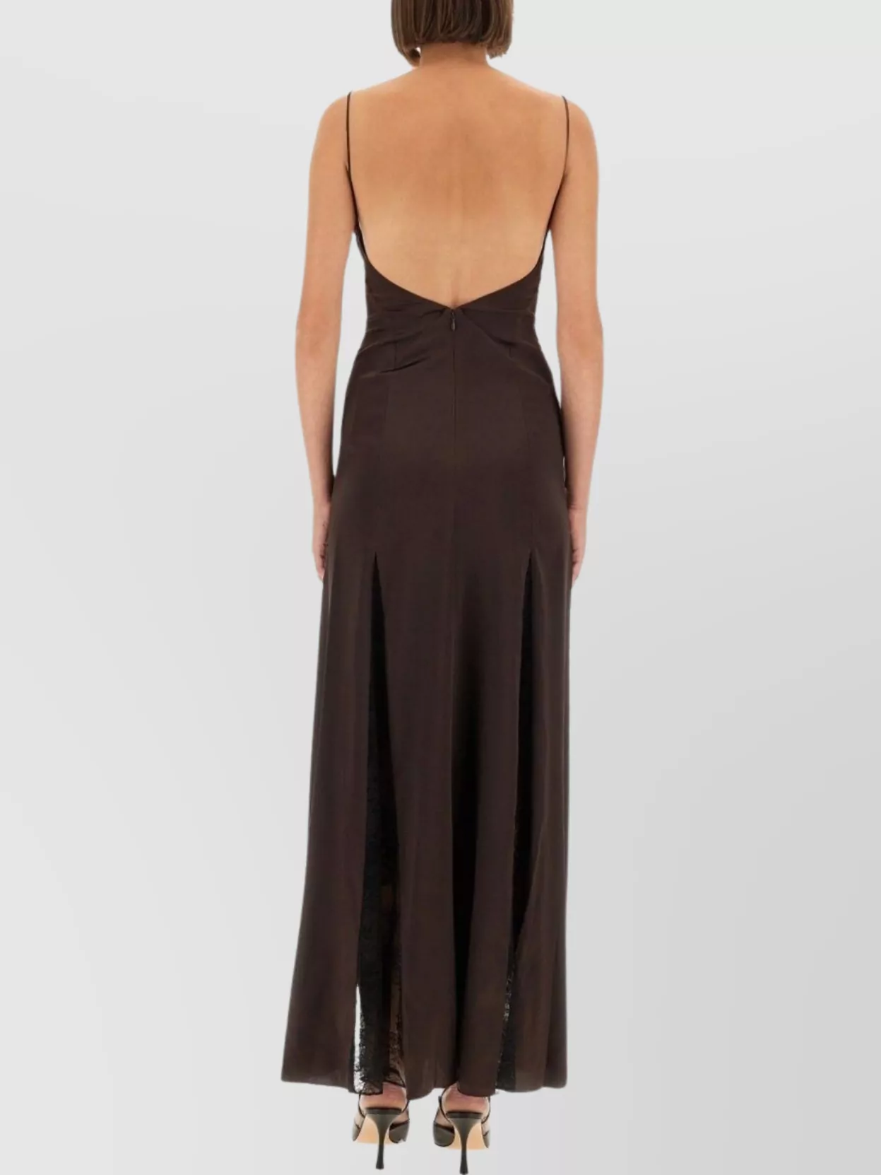 Staud Backless Lace Dress Side Slit In Brown
