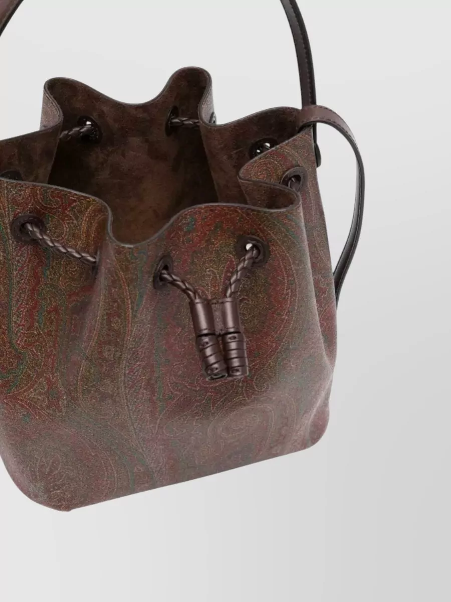 Etro Saturno Medium Leather Bucket Bag