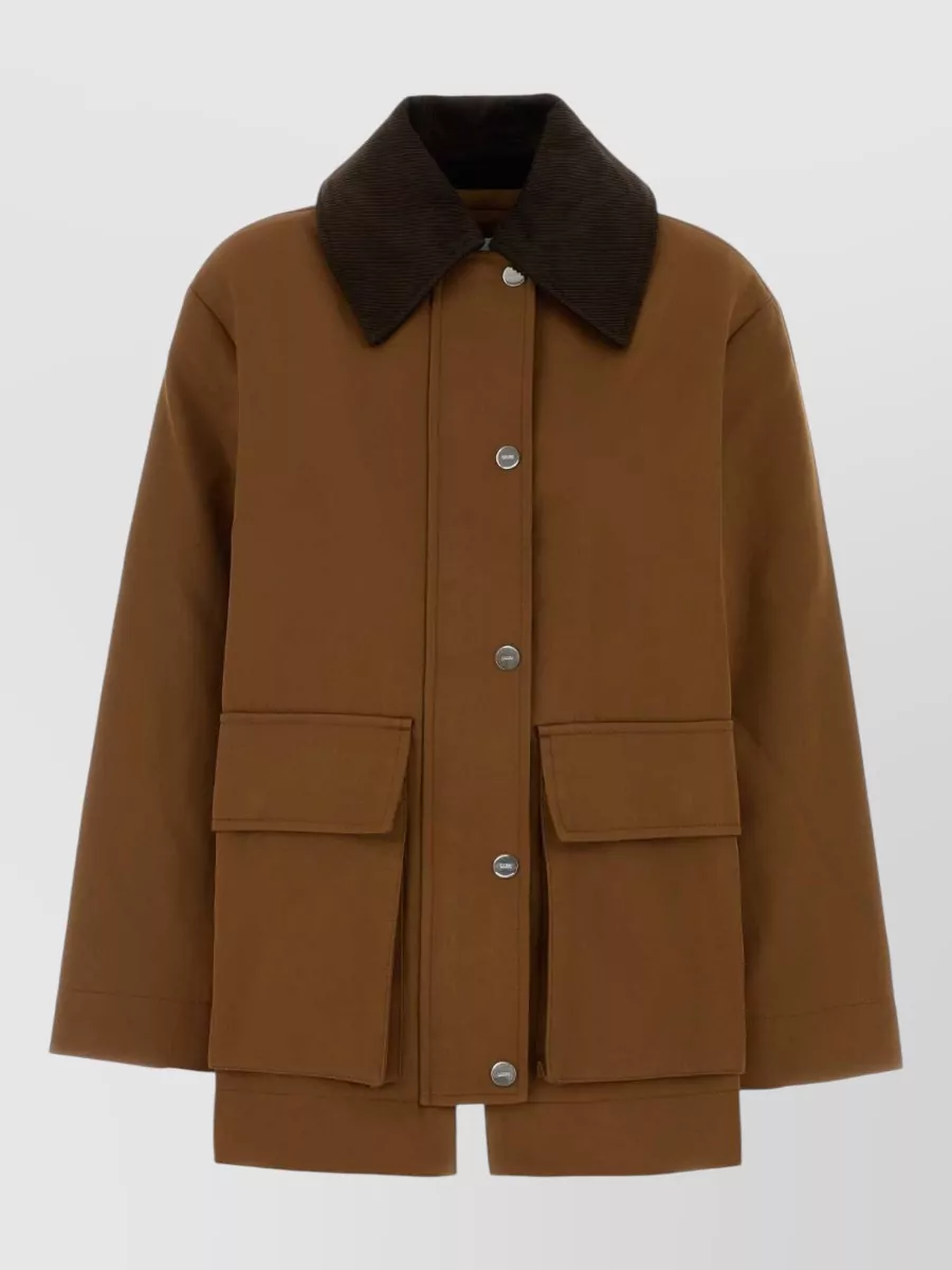 Ganni Relaxed-fit twill single-breasted coat