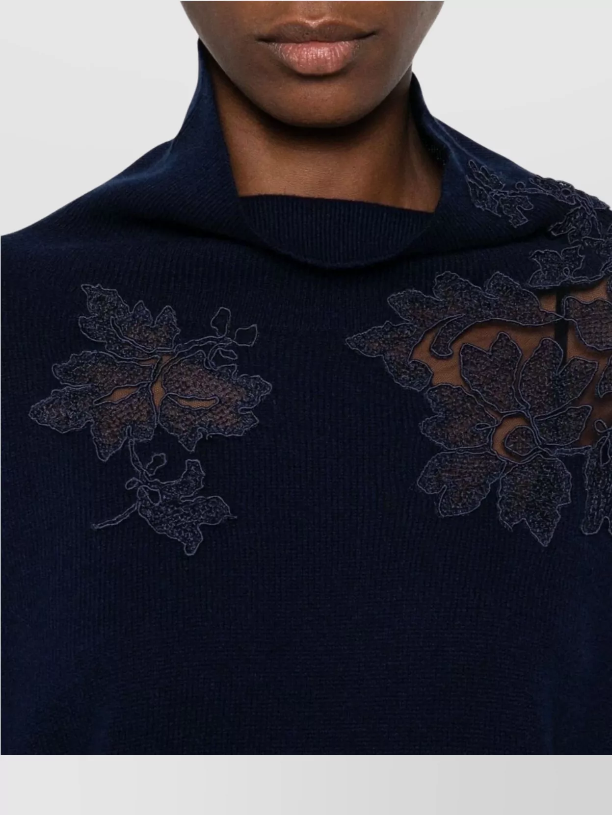 Ermanno Scervino High Neck Knitwear With Long Sleeves And Floral Appliqué