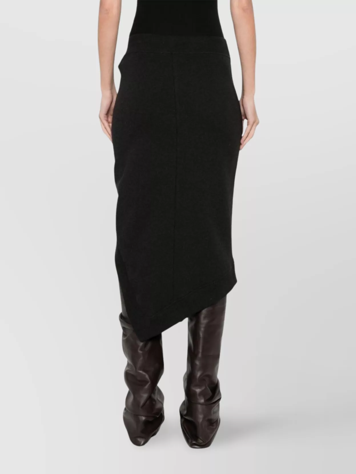 The Attico Ribbed Waist Midi Skirt With Side Slit