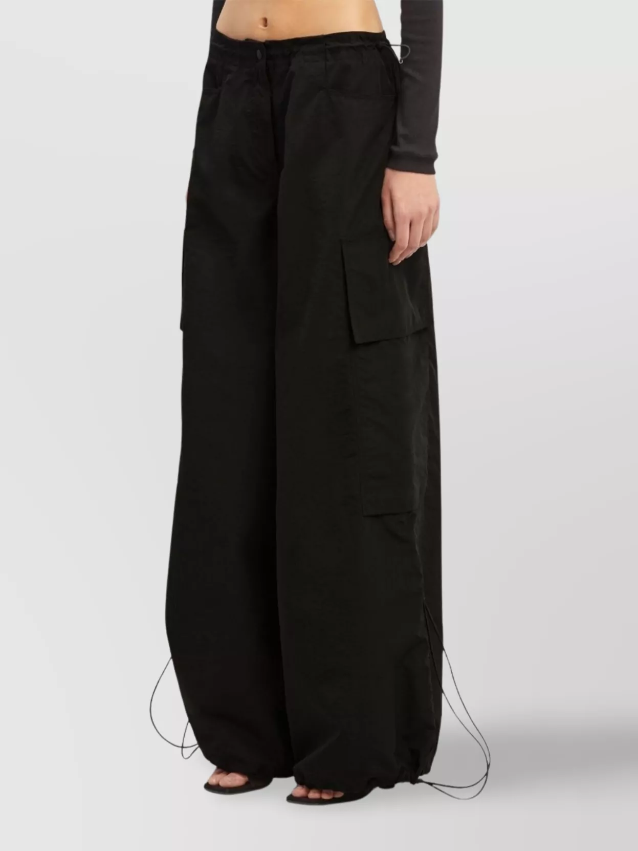 Palm Angels High-Waist Wide-Leg Trousers Drawcord Hem