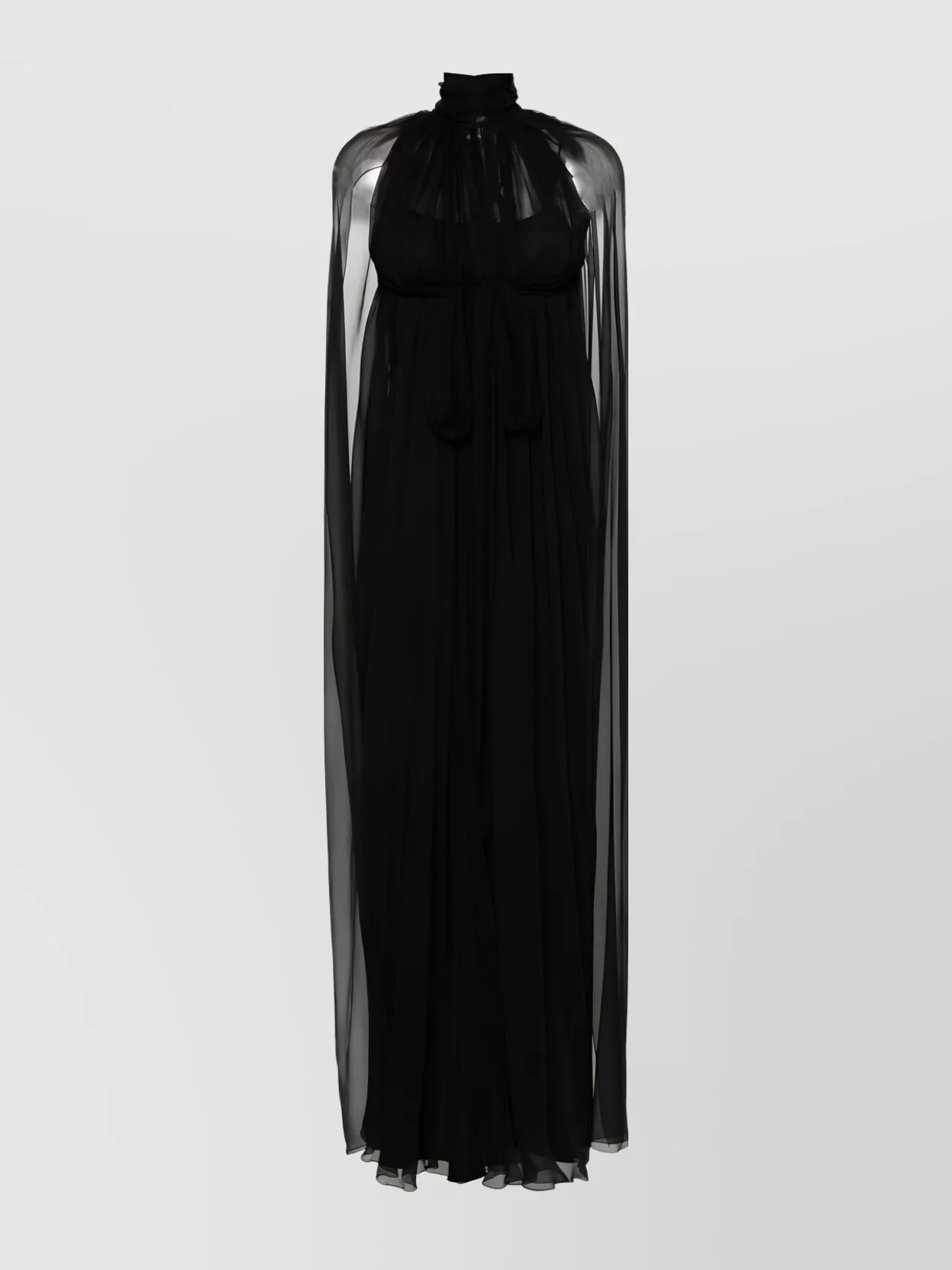 Shop Alberta Ferretti Sheer Sleeve Ruched Dress In Black
