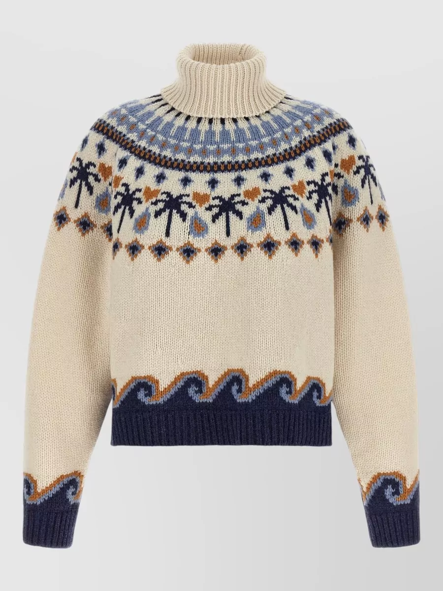 Alanui virgin wool fair isle turtleneck sweater