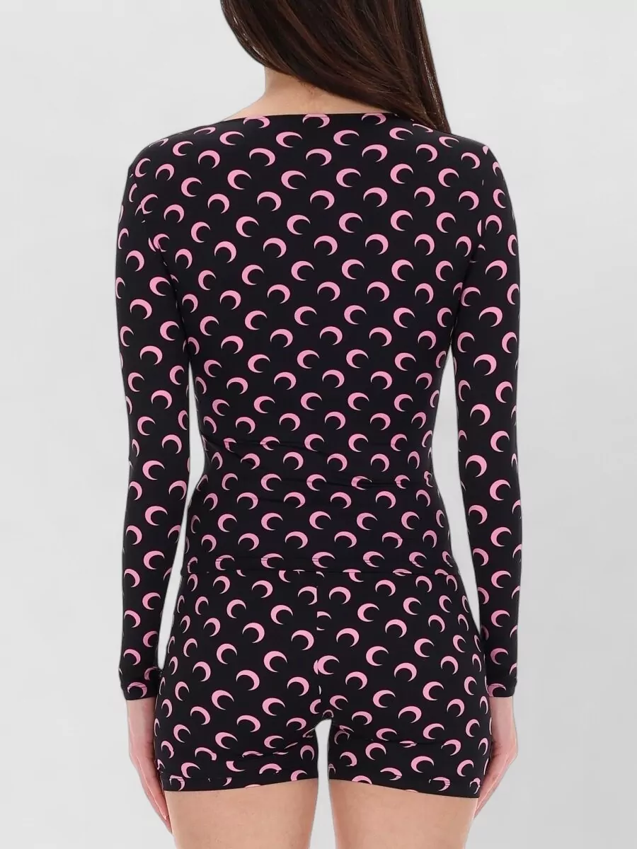 Marine Serre All Over Print Fitted Long Sleeve Dress