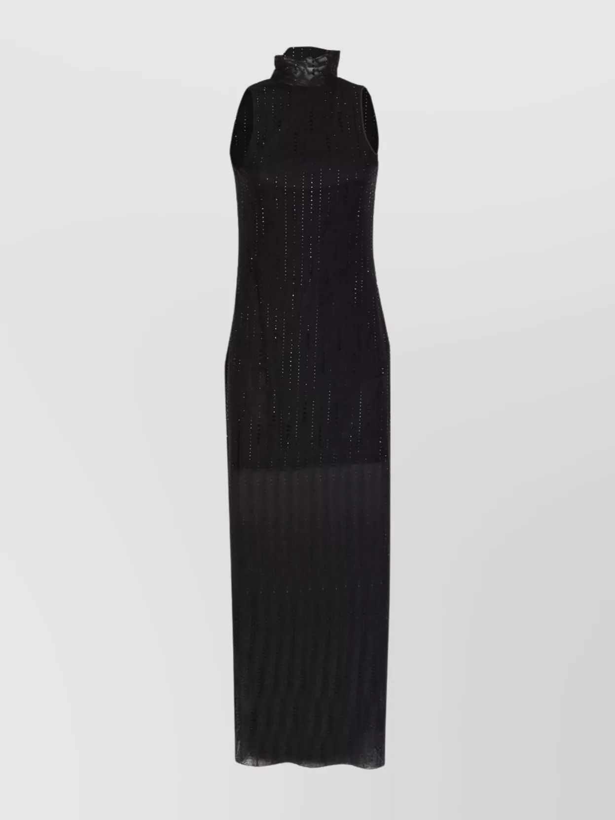 Liu •jo Halter Neck Backless Dress With Sheer Overlay In Black