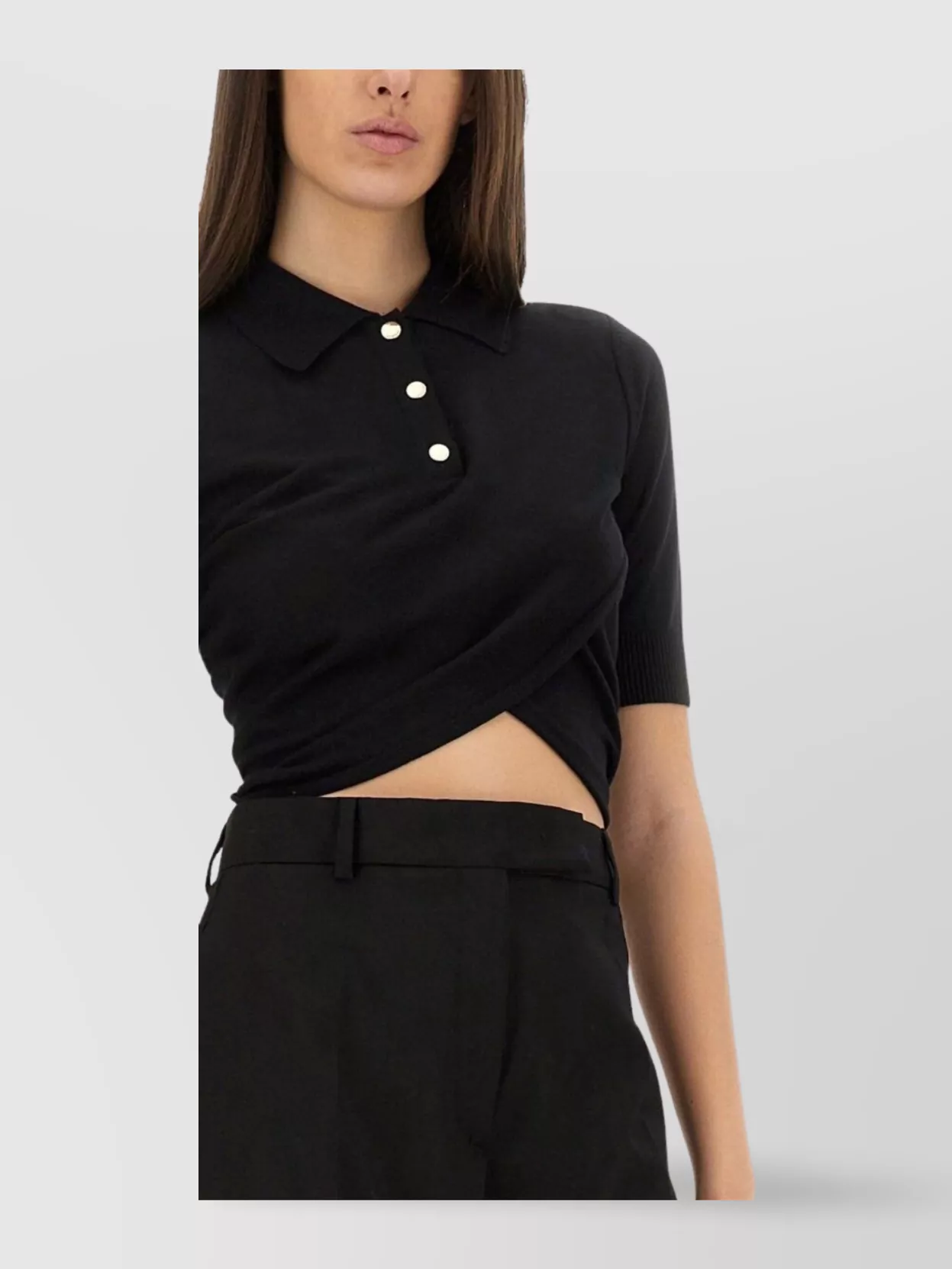 Sportmax Cropped Polo Top Ribbed Cuffs