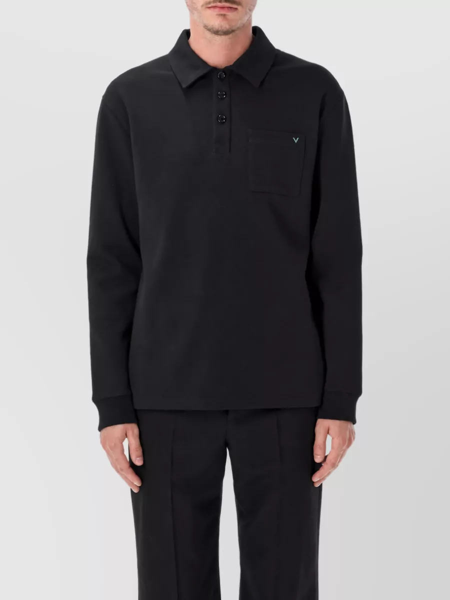 Valentino Garavani cotton boxy long-sleeve polo shirt