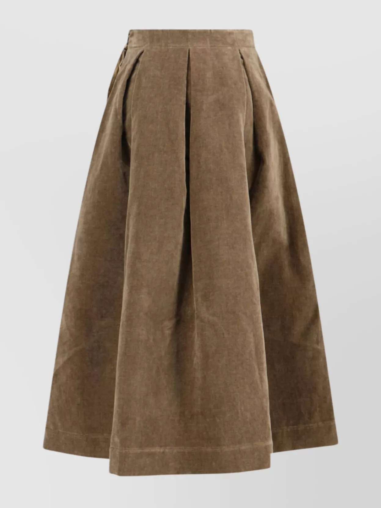 Uma Wang High Waist Pleated Midi Skirt With Side Pockets In Brown