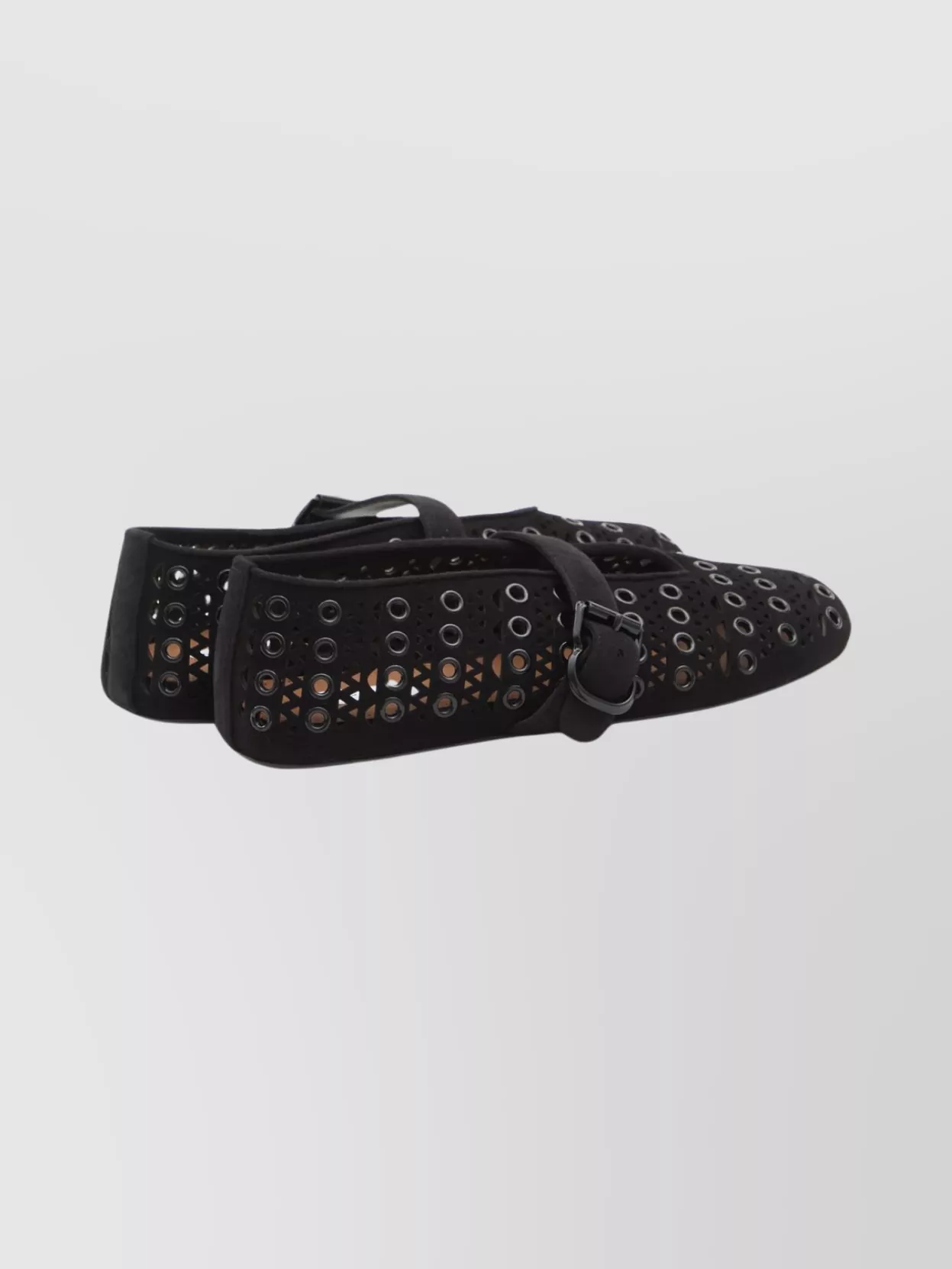 Alaïa Eyelet Detail Suede Ballerina Flats