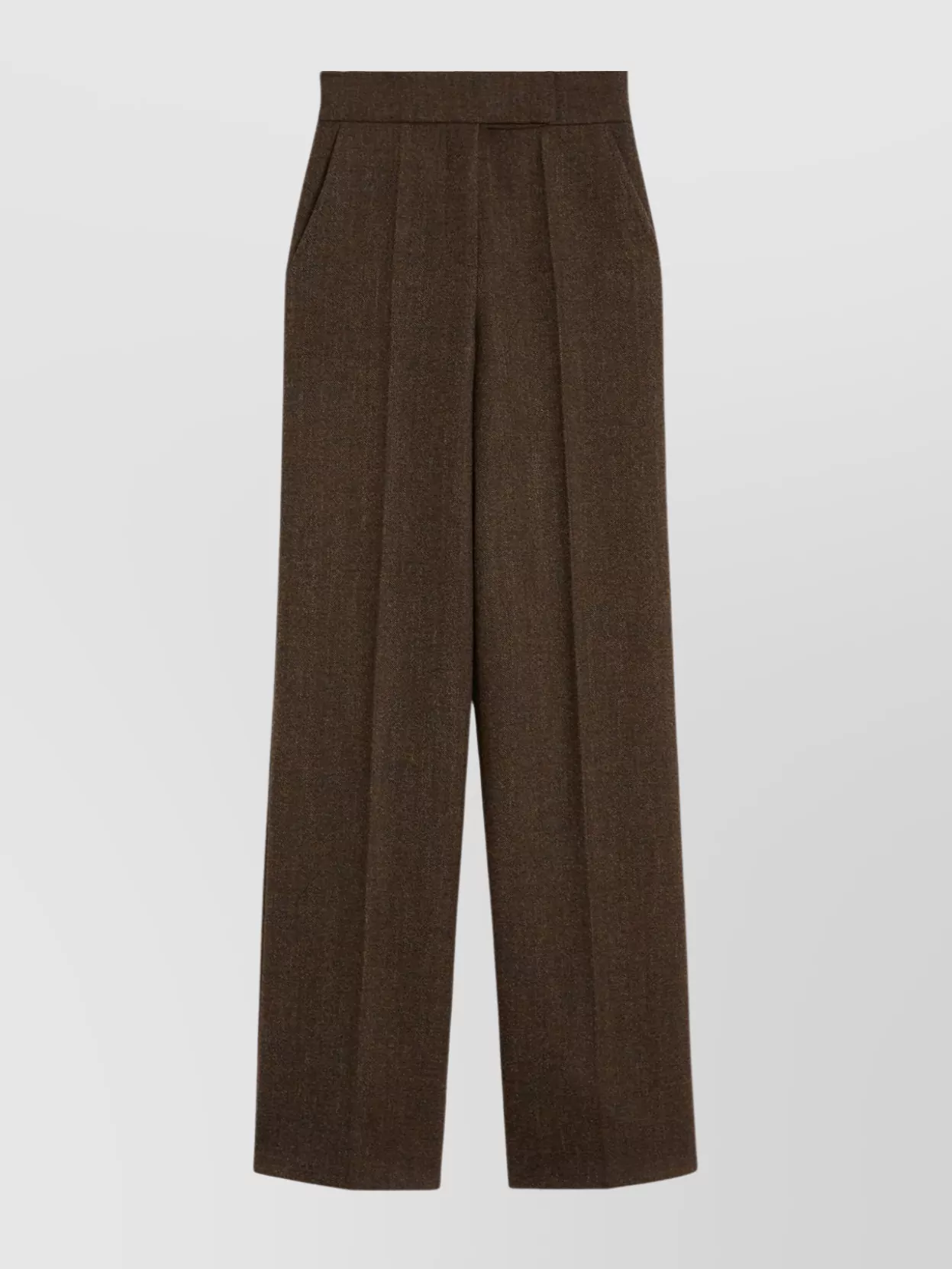 Max Mara High Waist Wide Leg Trousers With Pockets In Brown