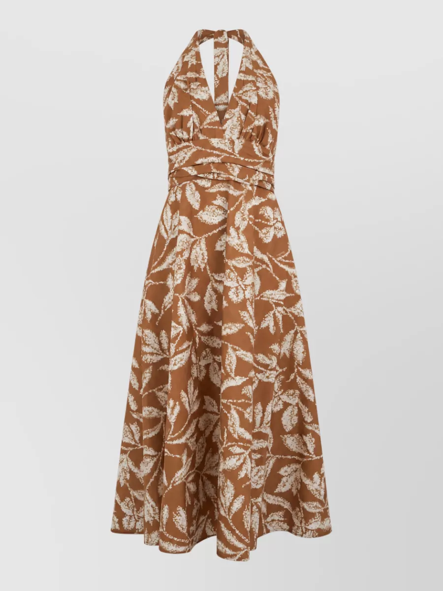 Max Mara Cotton printed v-neck midi beach dress