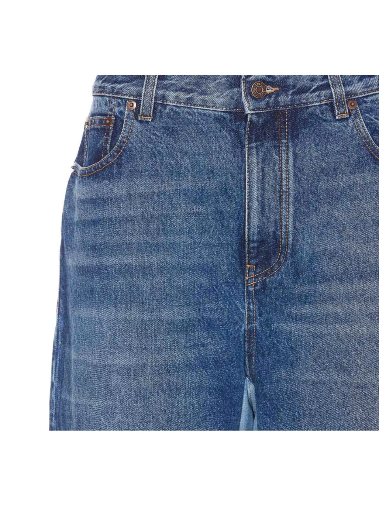 Chloé Denim Jeans With Contrast Stitching And Frayed Hem