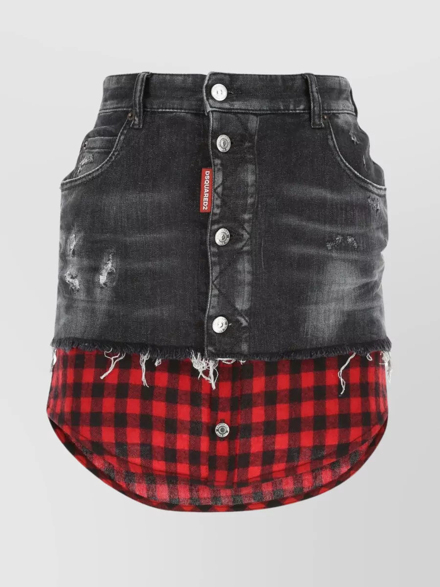 Shop Dsquared2 Versatile Denim Mini Skirt With Distinctive Accents In Black