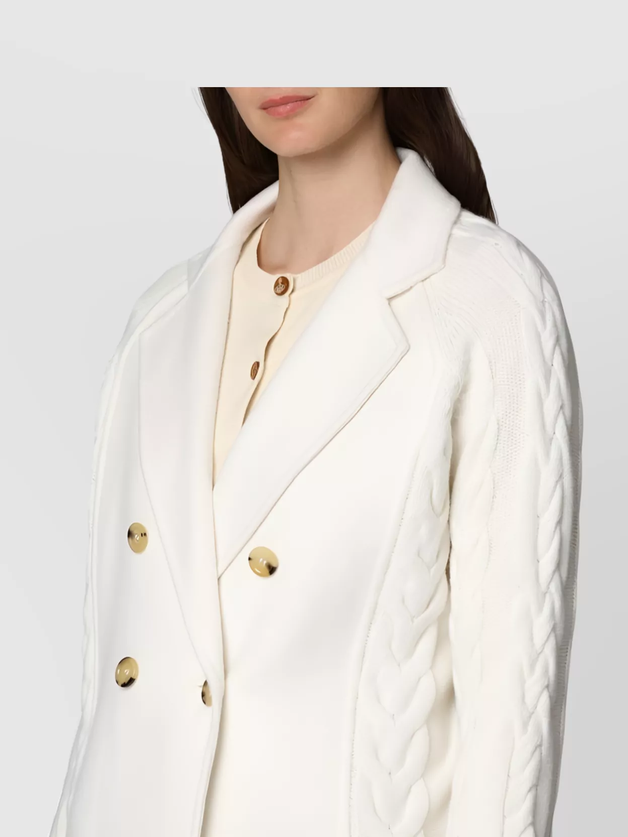 MAX MARA WOOL JACKET WITH CABLE KNIT DETAIL 