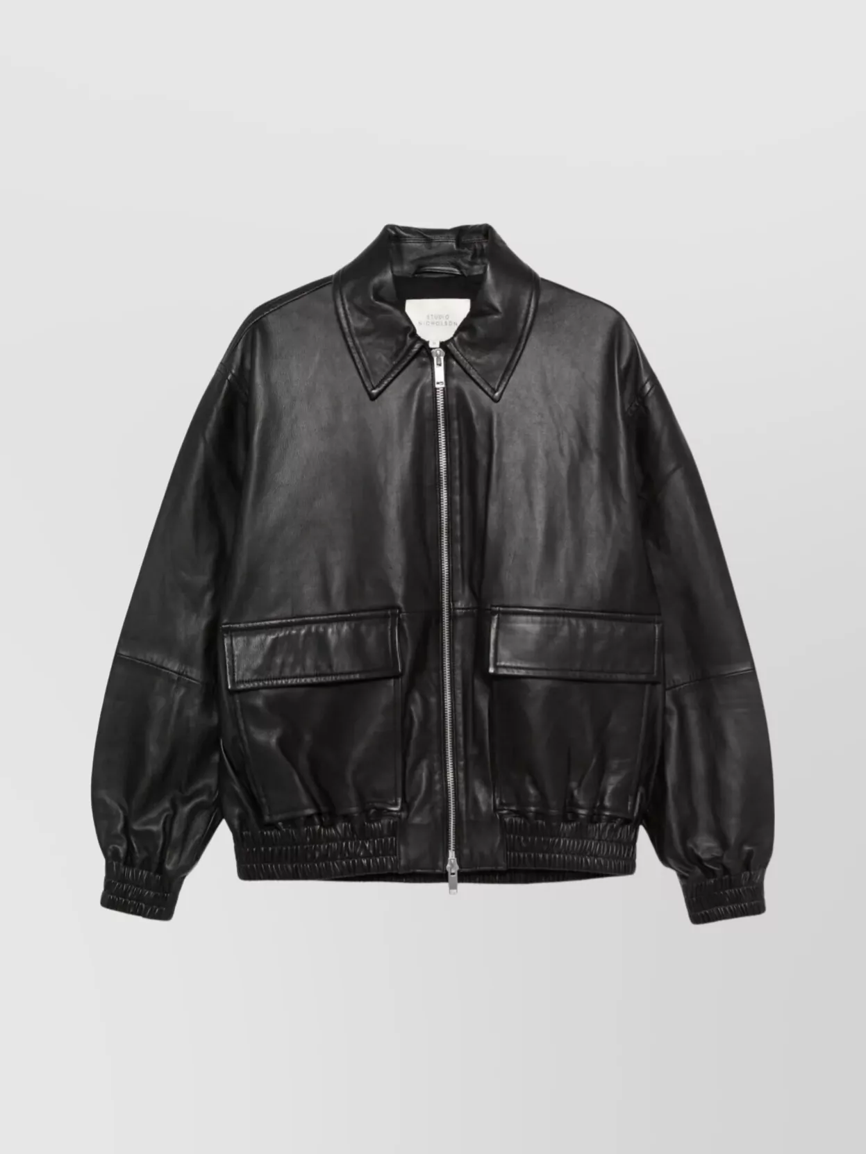Studio Nicholson Leather Bomber Jacket Collared Design