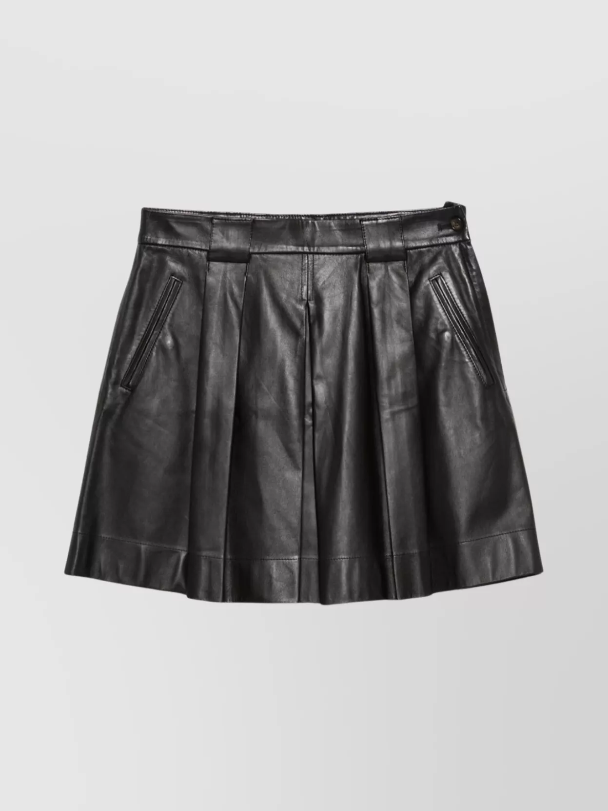Emporio Armani Stylish Leather Skirt With Pleats And Pockets In Black