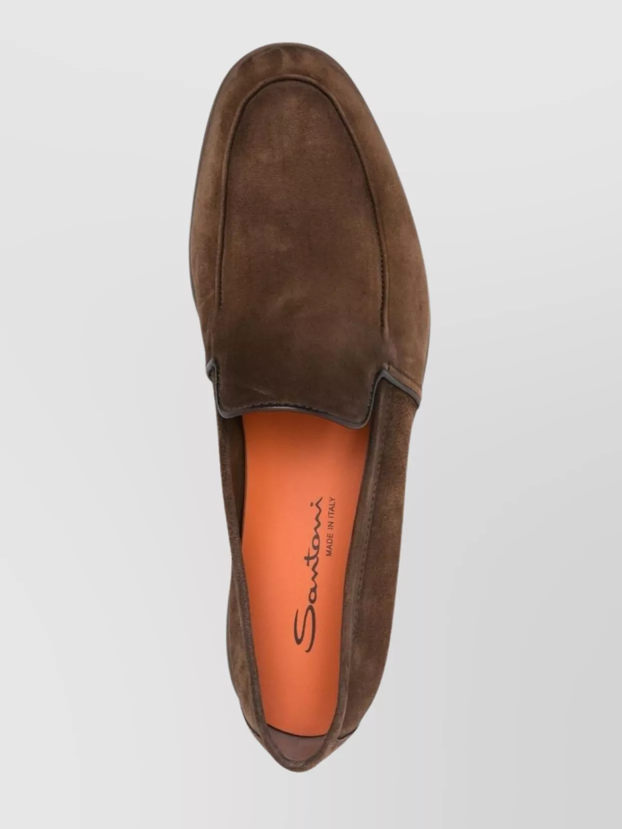 Santoni Almond Toe Suede Loafers With Rubber Sole
