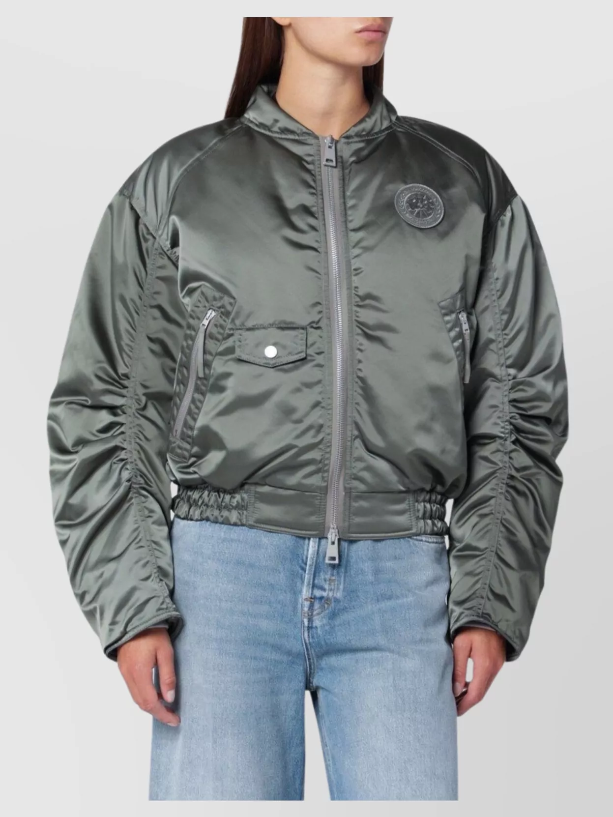 Canada Goose Bomber Jacket With Snap Button Pocket In Green