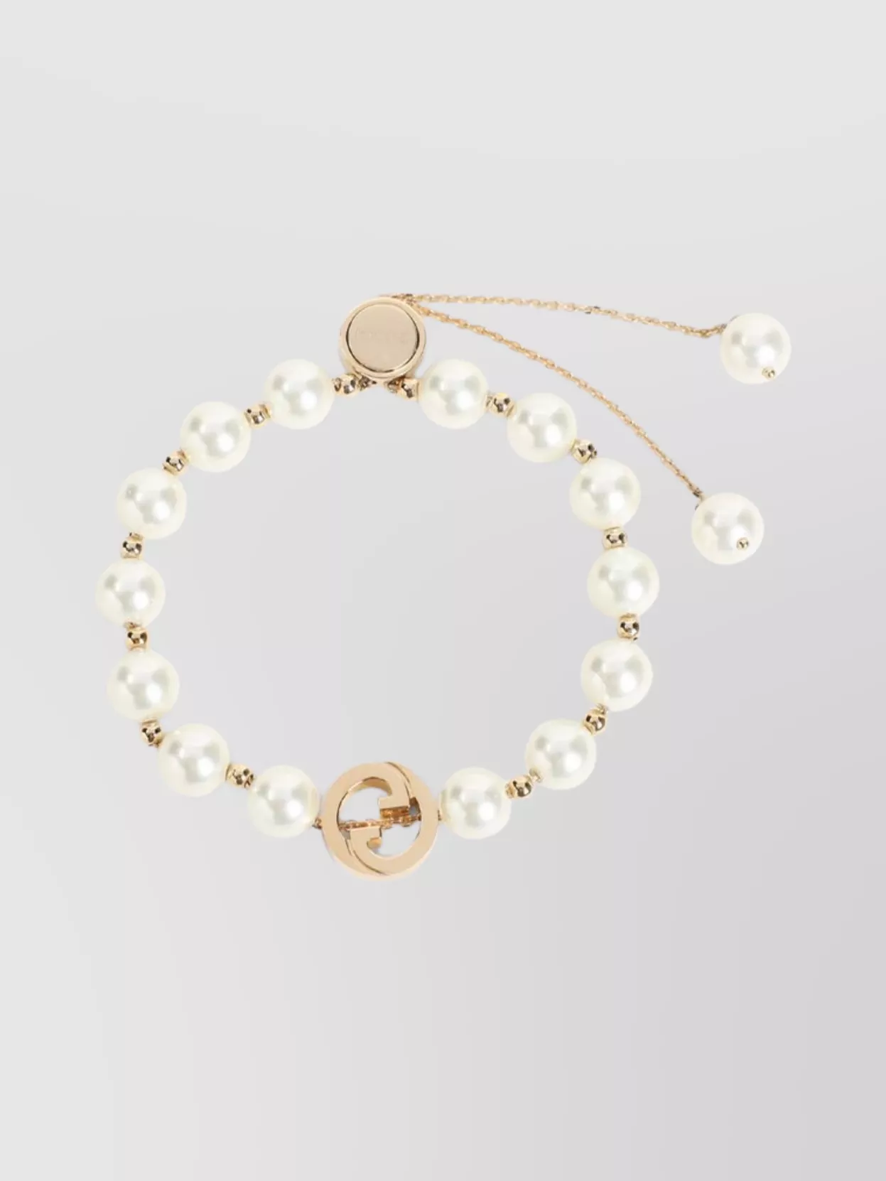 Gucci Chain Bracelet With Metallic Pearls In Gold