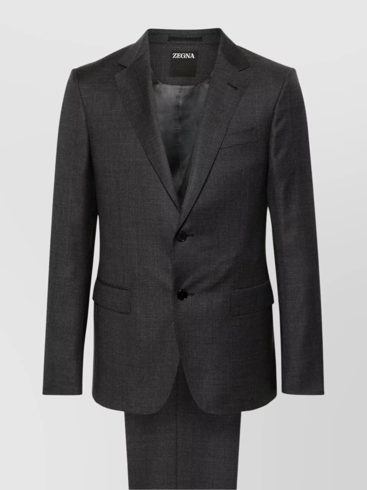 Zegna Wool Suit With Flap Pockets And Notch Lapel