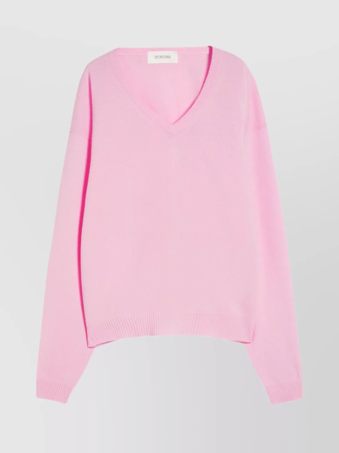 Shop Sportmax Relaxed V-neck Knit With Oversized Ribbed Sleeves