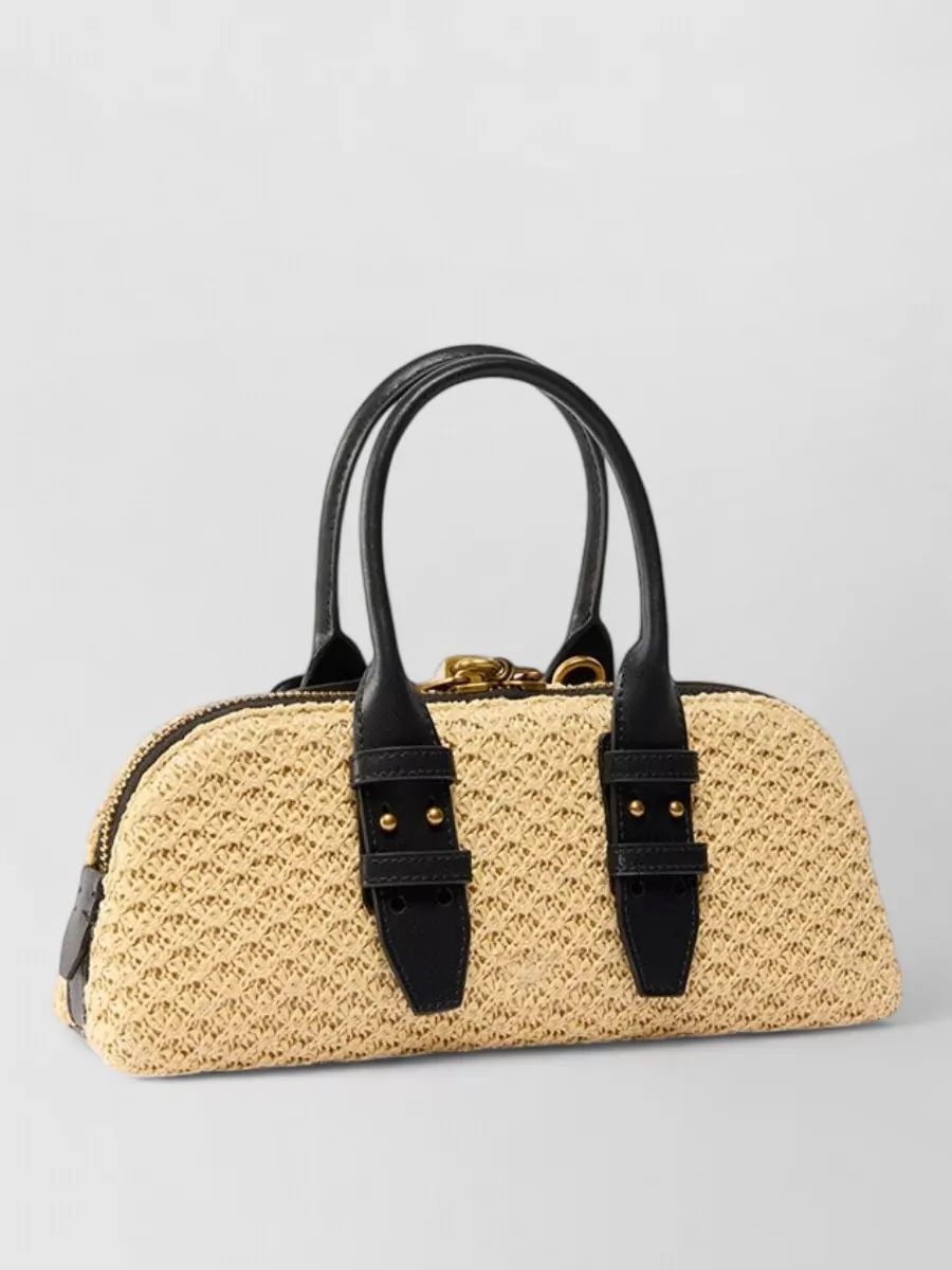 Pinko Escape Horizontal Small Raffia Shoulder Bag