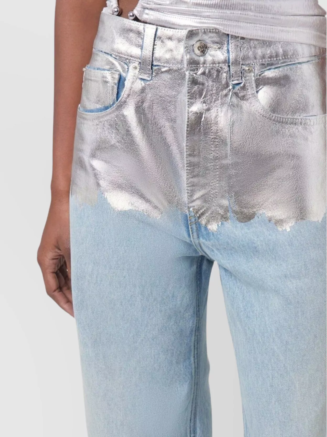 Shop Rabanne Trousers With Metallic Detail And Finish