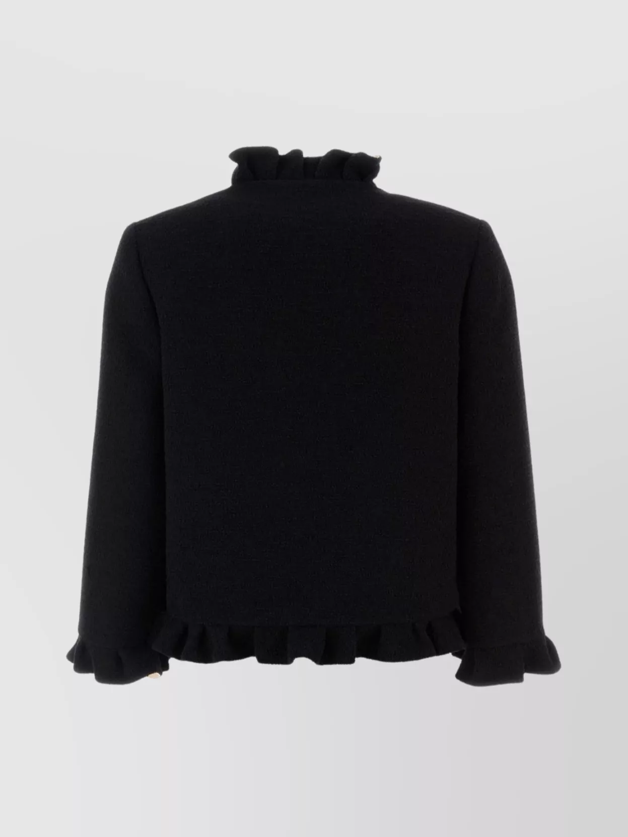 Valentino Tailored Boucle Blazer Ruffled Trim In Black
