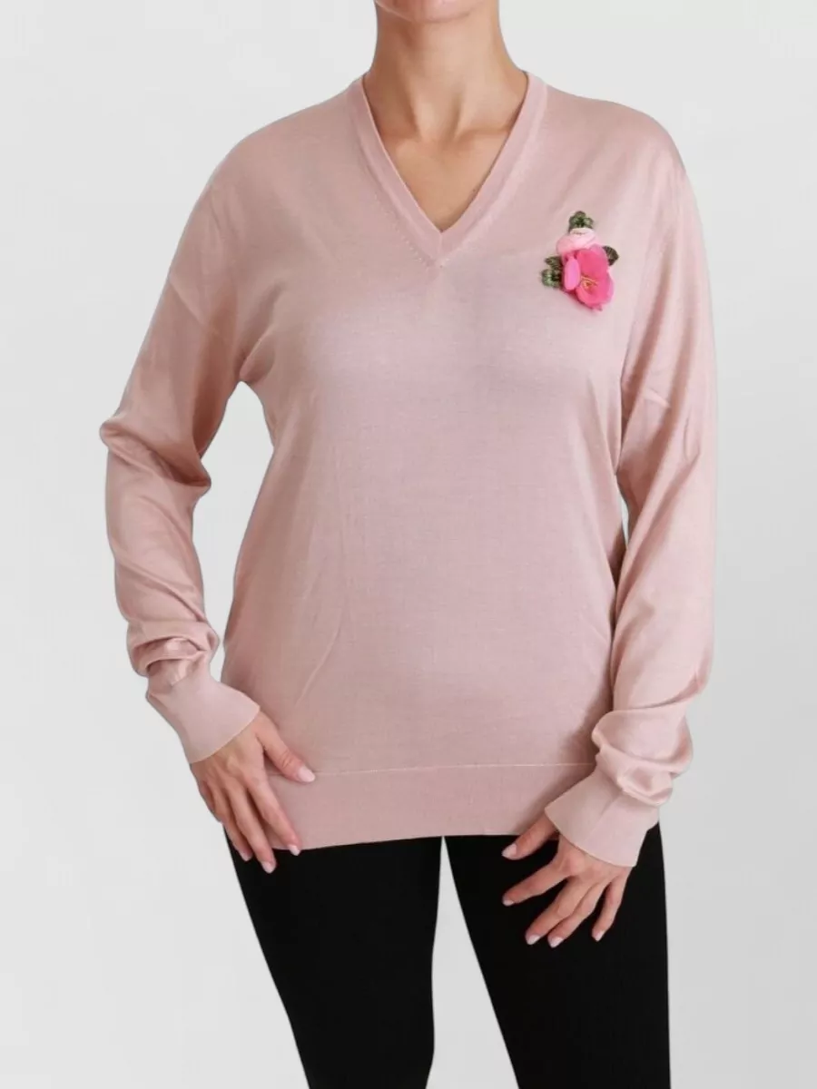 Dolce&Gabbana silk floral appliqué sweater