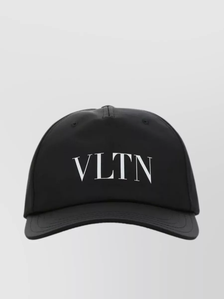Shop Valentino Curved Visor Nylon Baseball Cap In Black