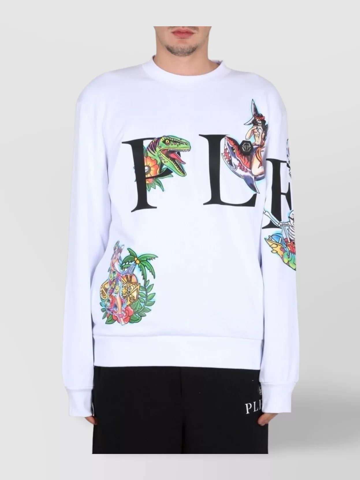 Philipp Plein Graphic Print Crewneck Sweatshirt With Long Sleeves