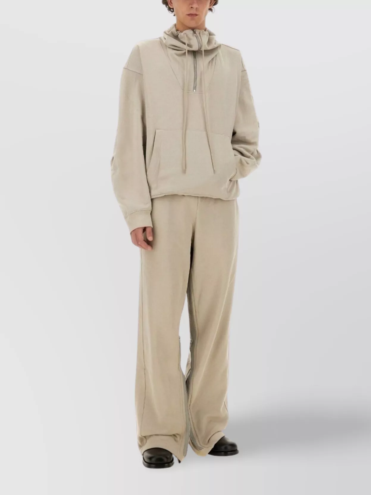 Helmut Lang Hooded Sweatshirt With Pocket And Ribbed Details