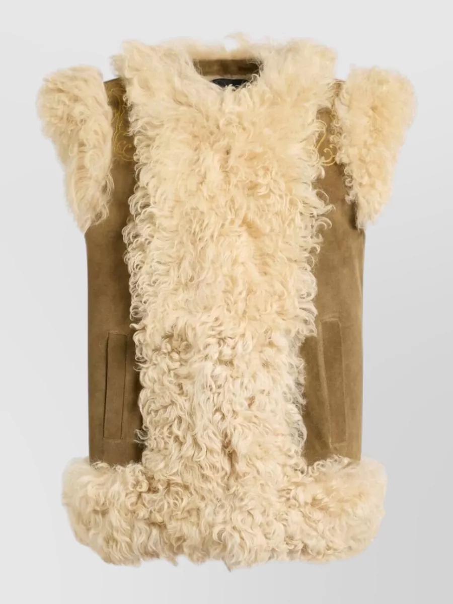 Etro Shearling Embroidered Vest