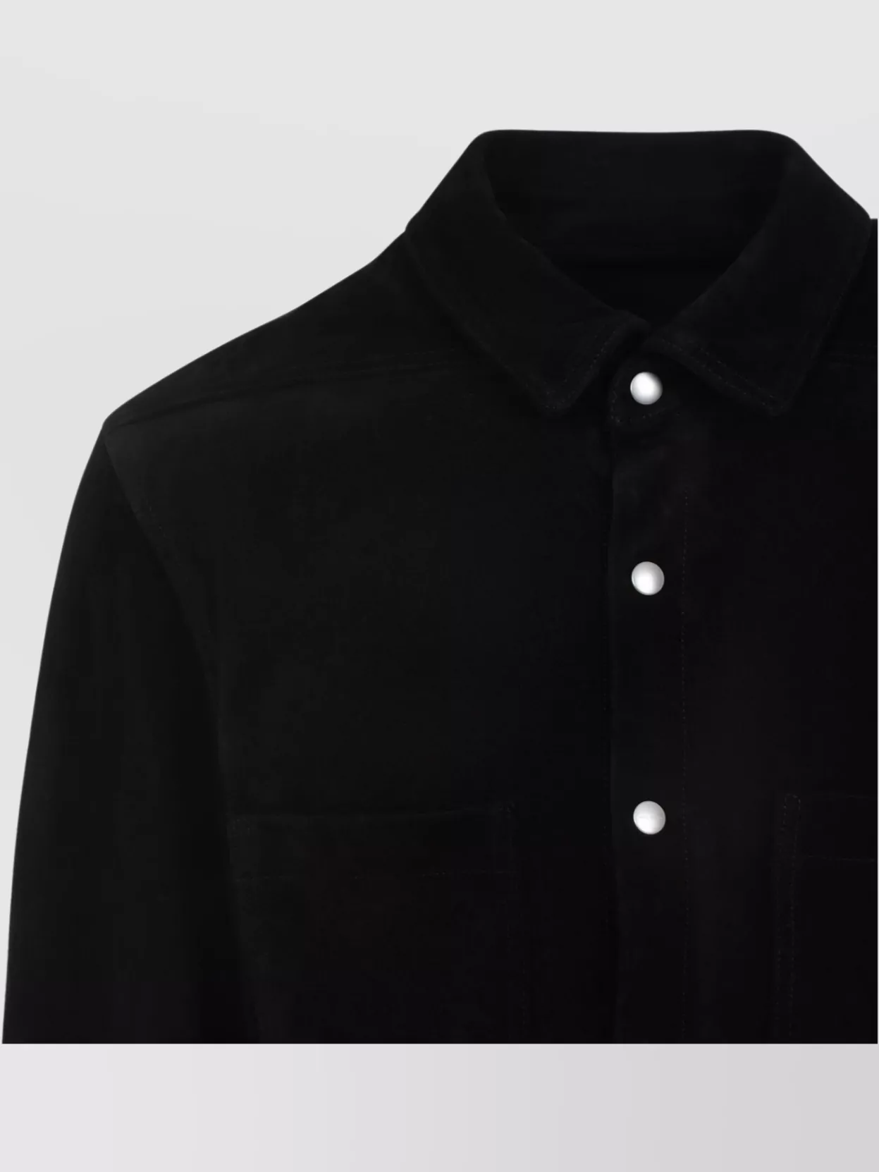 Rick Owens Leather Outershirt With Pockets And Collar