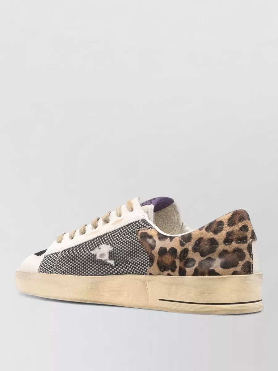 Golden Goose Stardan Sneakers Contrast Panels Mesh Leopard