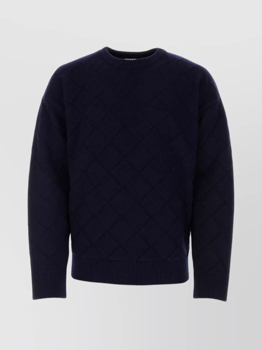 Shop Bottega Veneta Stretch Wool Blend Sweater For A Luxurious Feel In Blue