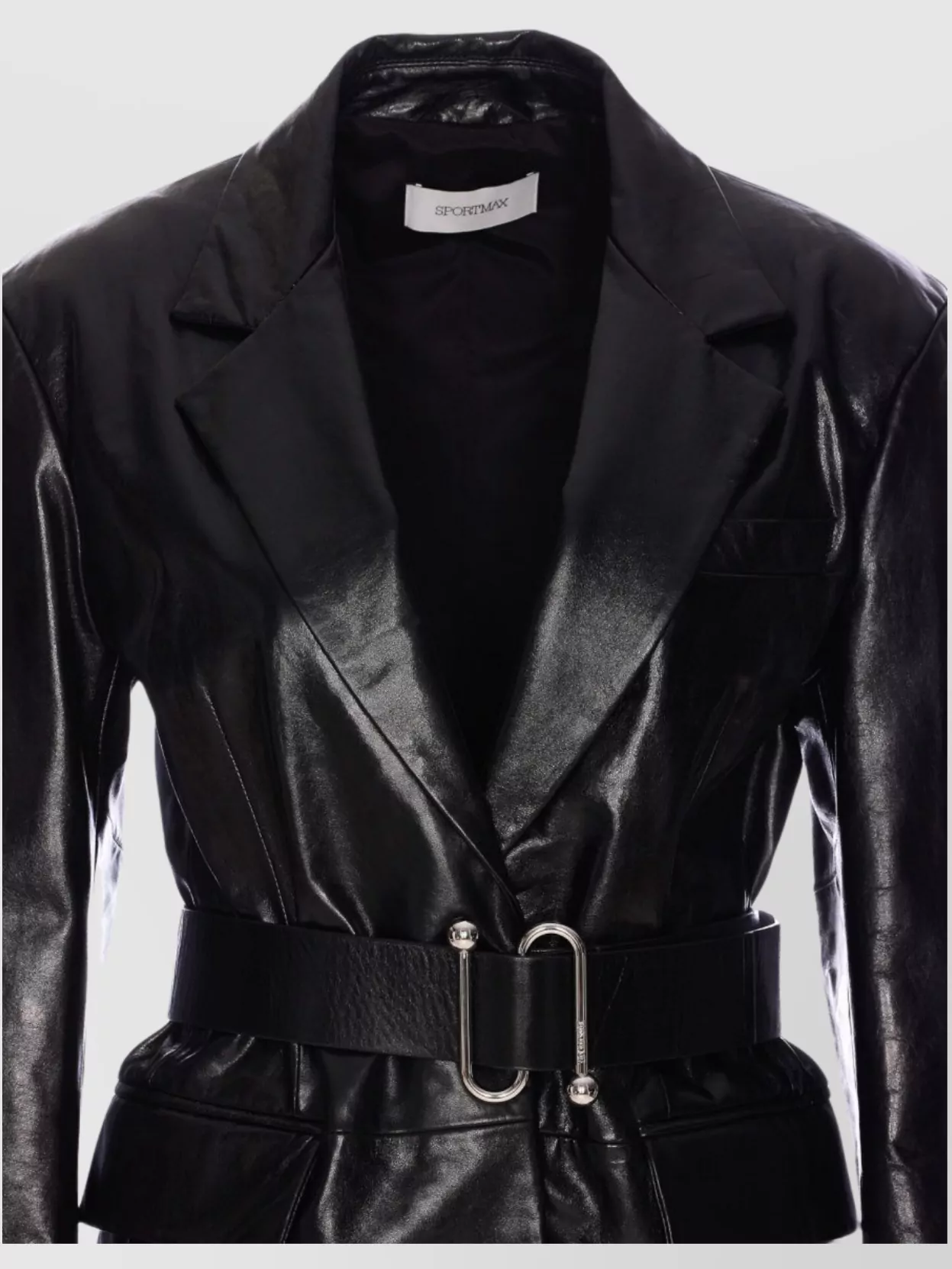Sportmax Belted Lapel Collar Jacket Pockets