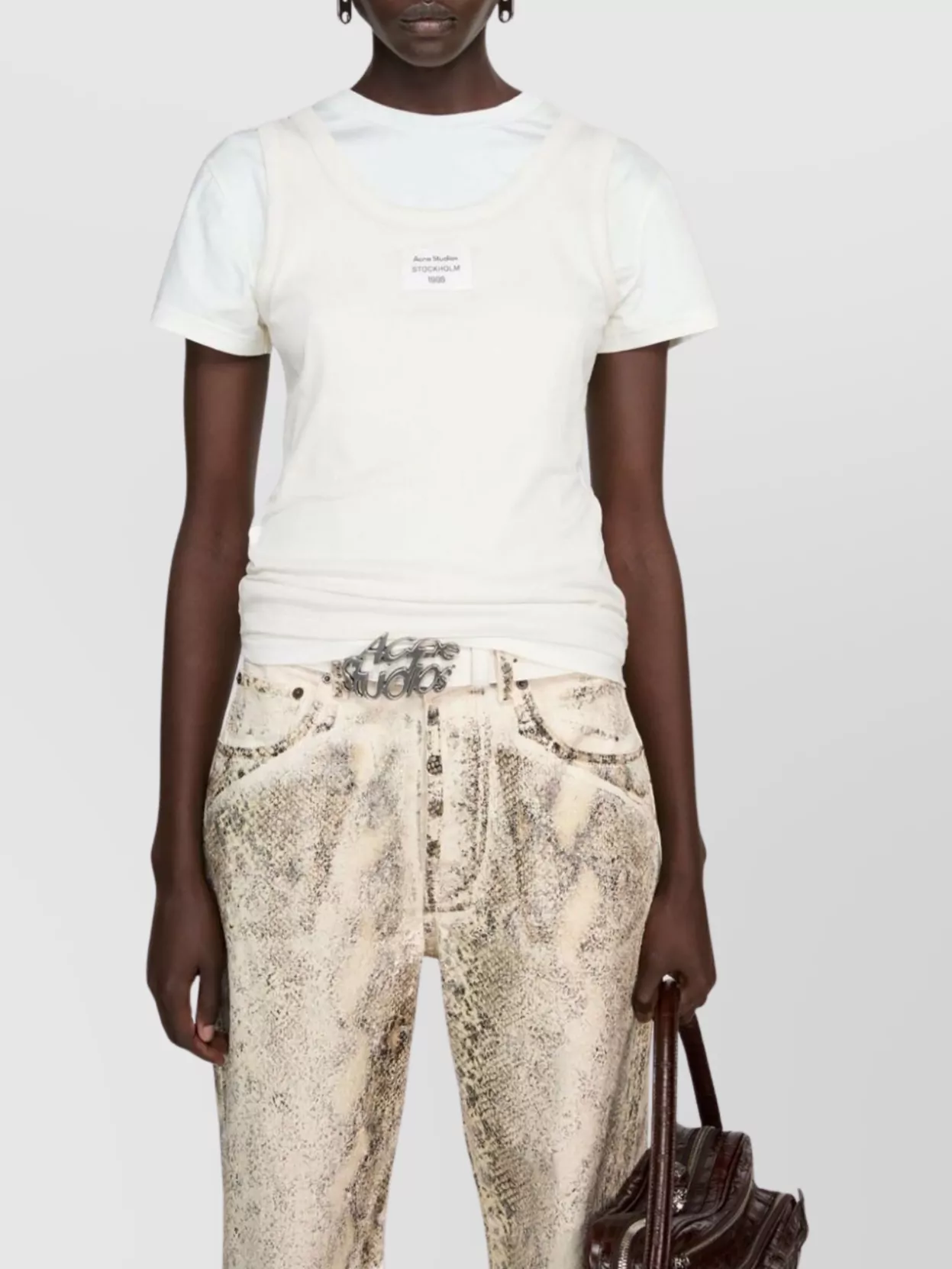 Acne Studios Layered Round Neck Short Sleeves Top