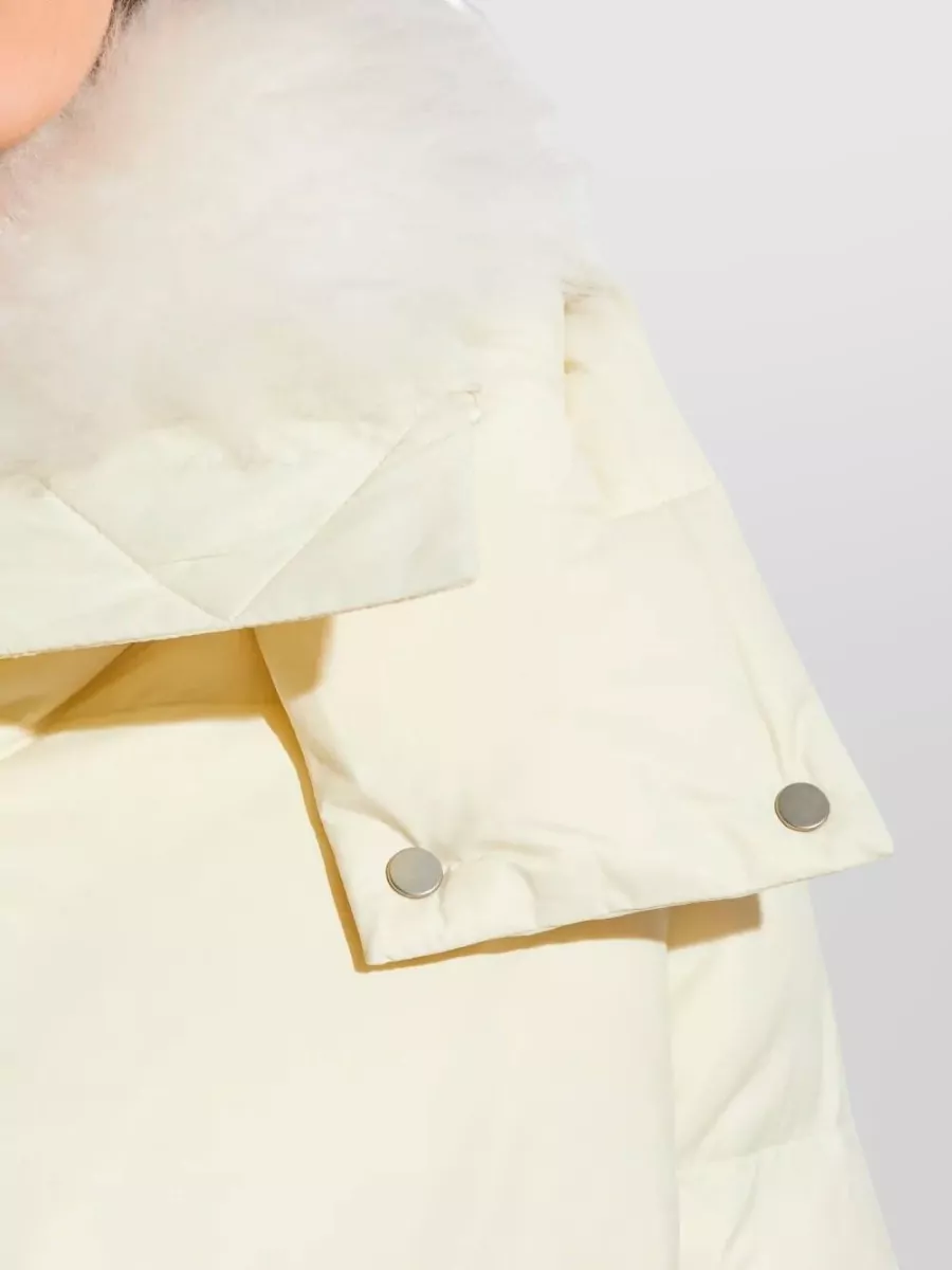 Yves Salomon Hooded Down Jacket Detachable Lambswool Trim