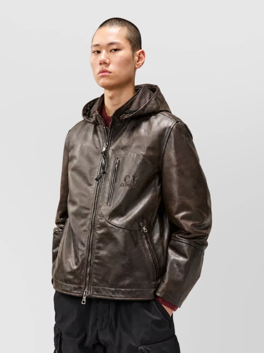 C.p. Company Leather Hooded Jacket