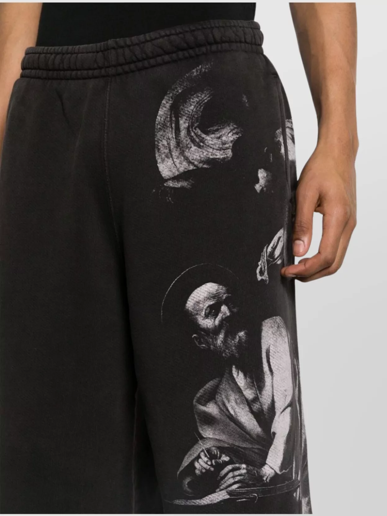 Off-White Jersey Cotton Graphic Print Shorts