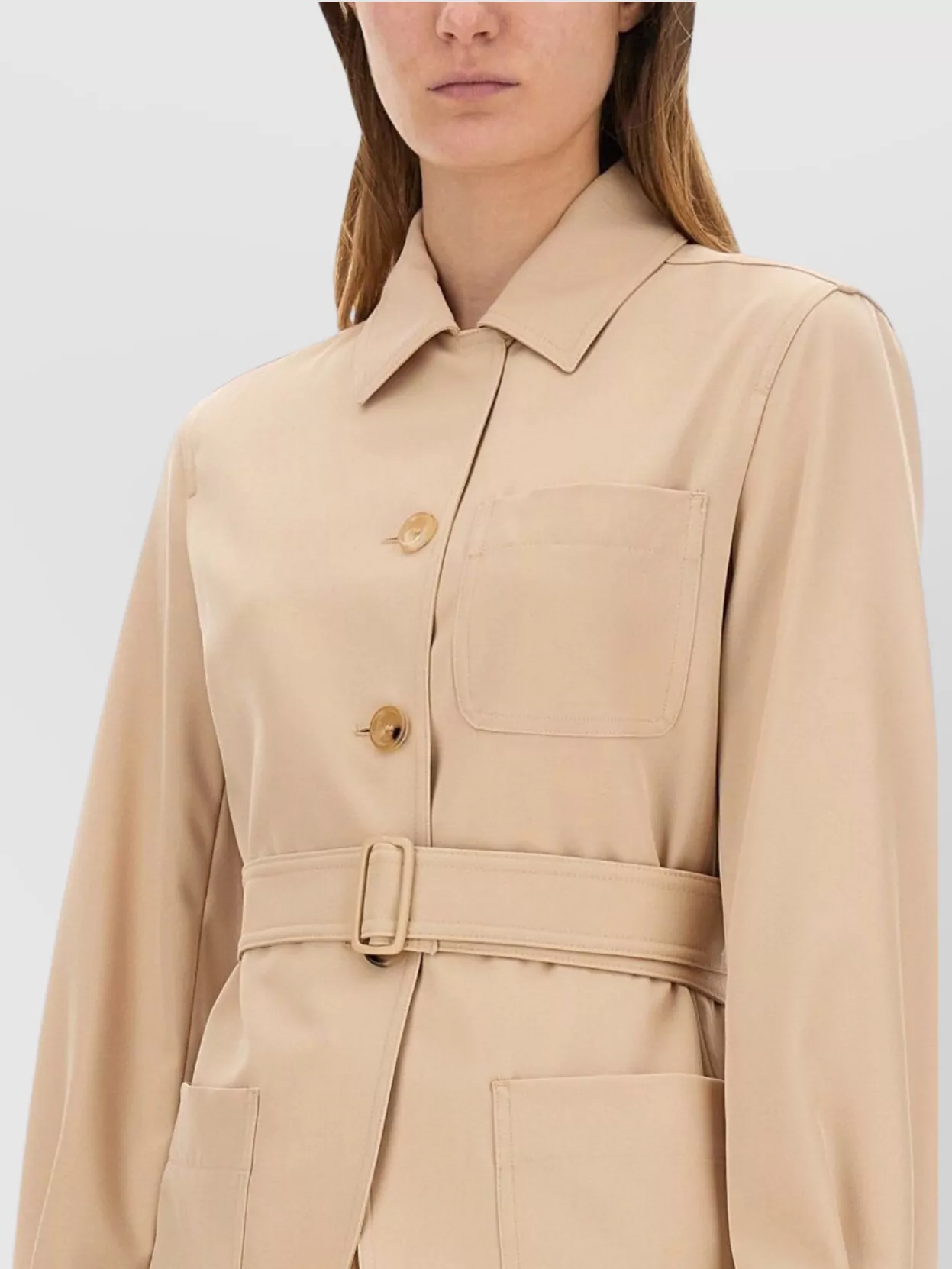 Max Mara Waist Belt Jacket Collared Neck