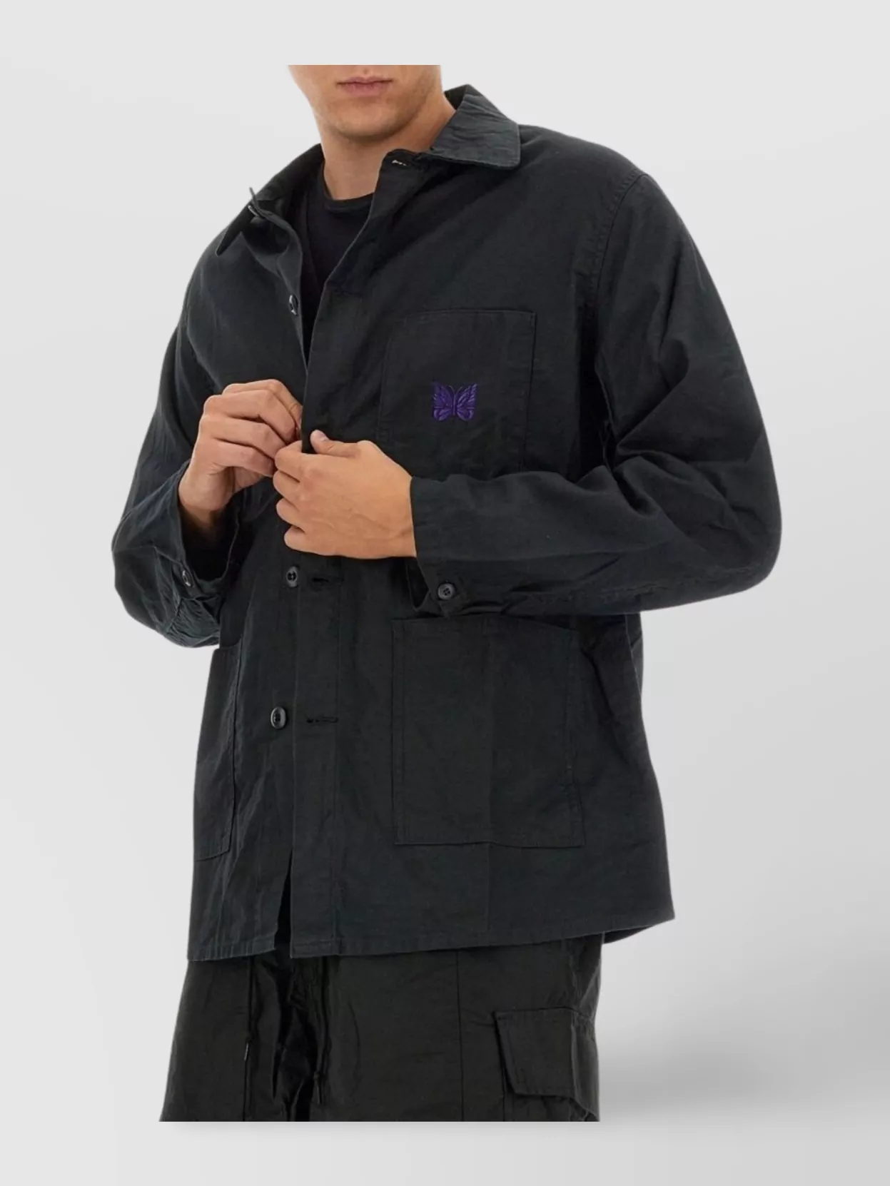 Shop Needles Logo Embroidered Shirt Front Pockets