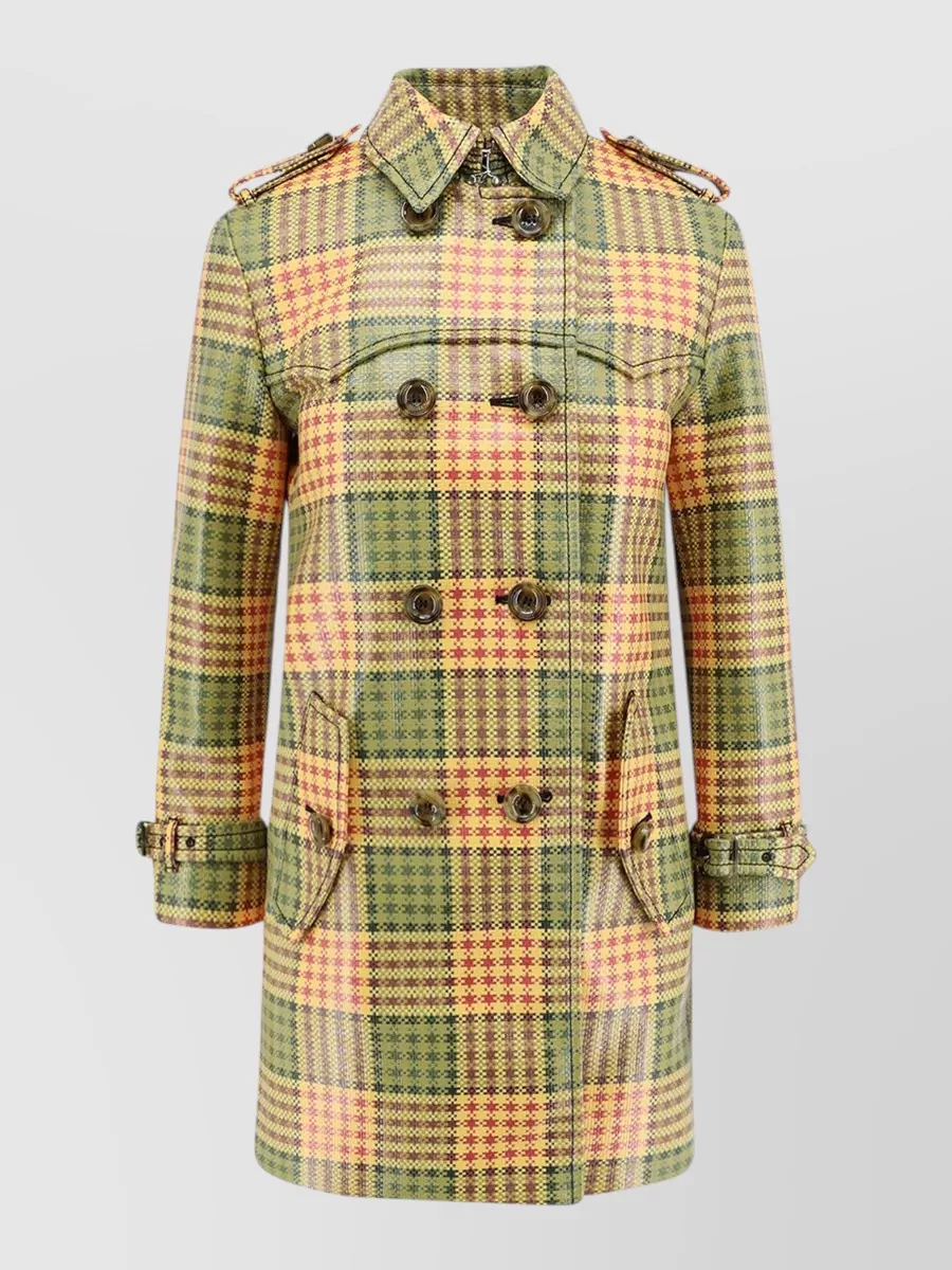 Burberry double-breasted check cropped trench coat