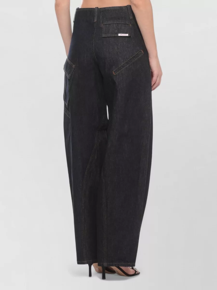 Self-Portrait Denim Cargo Barrel-Leg Jeans
