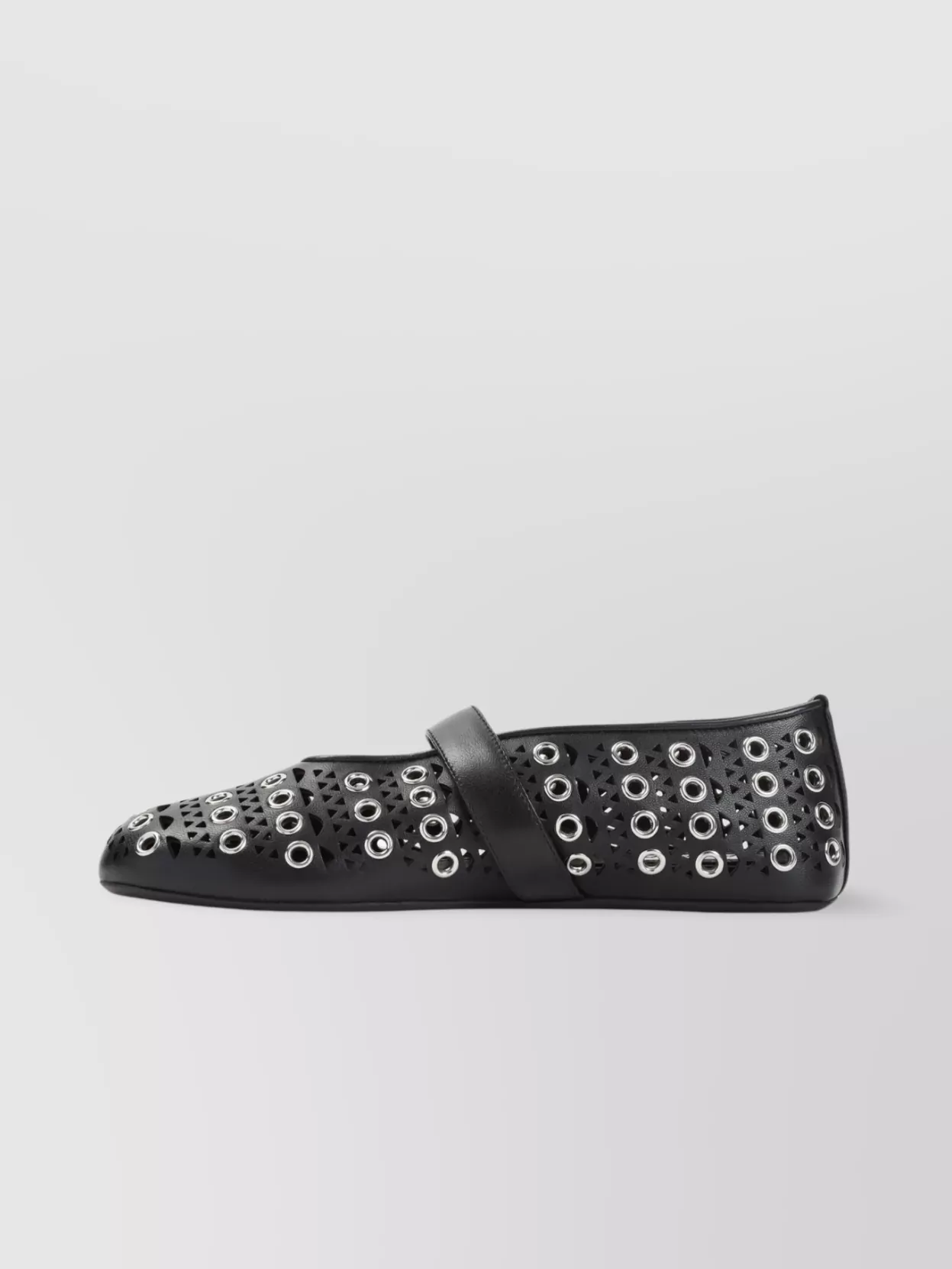 Alaïa Buckle Perforated Round Toe Ballerina Shoes
