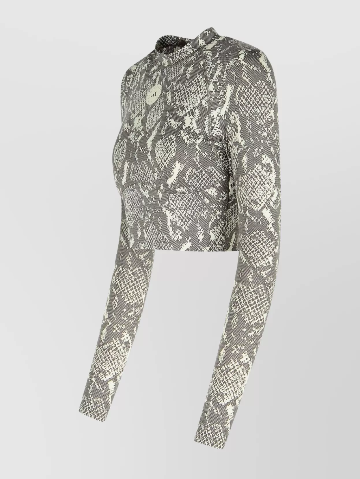 Adidas By Stella Mccartney Cropped Snake-print Stretch Recycled Top In Gray