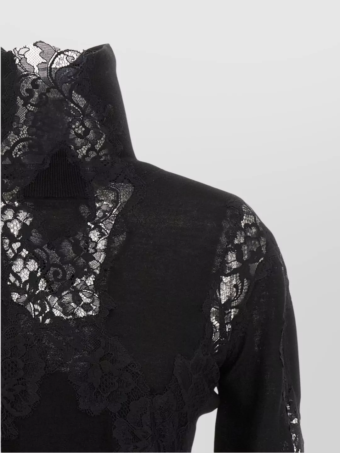 Ermanno Scervino High Neck Long Sleeve Lace Sweater